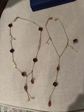 Swarovski Gold-Tone Necklace Set with brown and cream Crystals